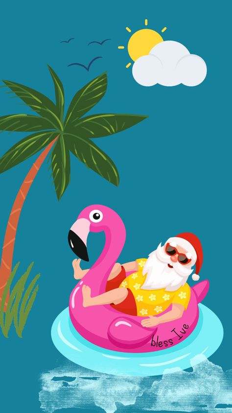 Beach Christmas Party, Santa Cartoon, Wallpaper Summer, Beachy Christmas, Christmas Cake Decorations, Santa Pictures, Summer Christmas, Tropical Christmas, Christmas School