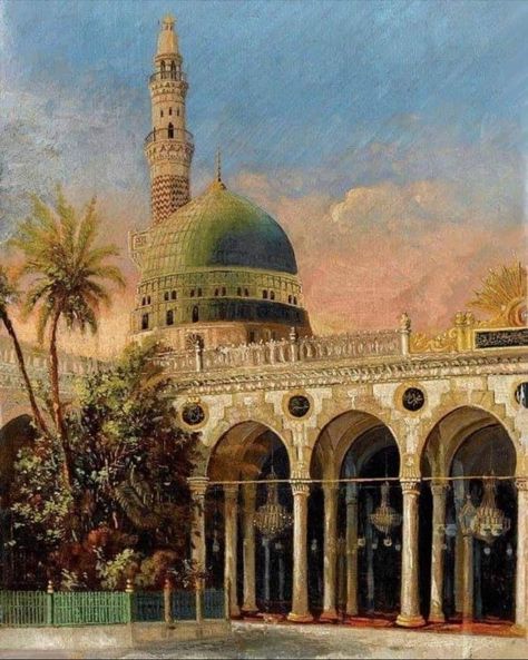 Ottoman Era Masjid al Nabawi (ﷺ), 1800s Masjid Al Nabawi, Al Masjid An Nabawi, Mecca Kaaba, Medina Mosque, Islamic Art Canvas, Mosque Art, Islamic Wallpaper Hd, Mosque Architecture, Beautiful Mosques