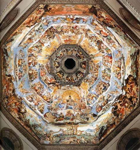 The Last Judgment under Brunelleschi's Dome inside the Florence Cathedral. The Last Judgment, Filippo Brunelleschi, Florence Cathedral, Florence Art, Giorgio Vasari, Florence Travel, Tuscany Travel, Guided Art, Italian Painters