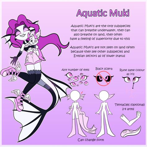 Aquatic Oc Design, Fish Girl Oc, Ice Age Oc, Aquatic Oc, Character Species, Fish Oc, Species Guide, Dumbo Octopus, Inspo Art