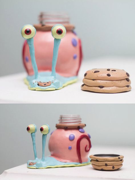 Gary the Snail Spongebob Stash Jar by deshtiny on Etsy Clay Bong, Snail Spongebob, Gary Spongebob, Gary The Snail, Roach Clips, Clay Jars, Stash Jar, Clay Jar, Diy Air Dry Clay