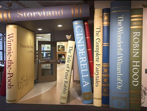 This Entrance To The Kids Section At Our Local Library Library Pics, Library Entrance, Book Installation, Sleeping Pods, San Jose State University, Mini Library, Entrance Ideas, School Murals, The Wonderful Wizard Of Oz