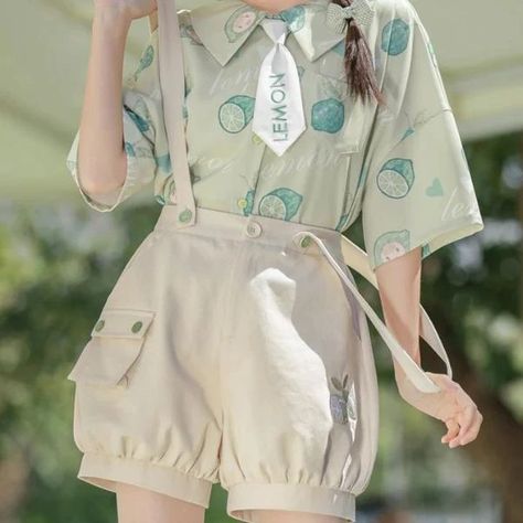 Kawaii Lemon Outfit Set 🍈🍋 Link in bio @k.kawaiisweetstore #kawaiiaestethic #kawaiistyle #cute #kawaiigirl🌸 #kawaiishirt #kawaiishort #fypシ #fyp #fashion #fashionalternative #kawaiioftheday Kawaii Summer Outfits, Kawaii Shorts, Vestidos Anime, Lemon Shirt, Avocado Shirt, Green Lemon, Sweet Clothes, Kawaii Clothes, College Fashion