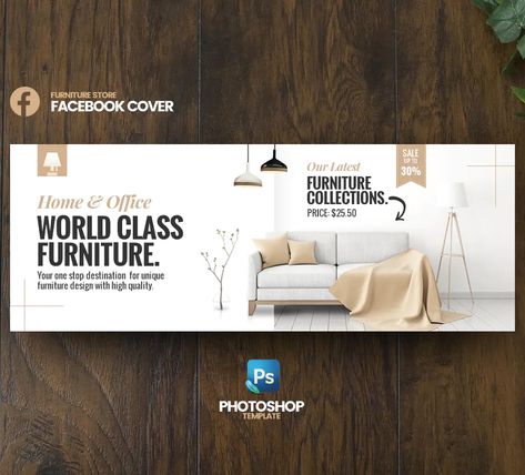 Furniture Facebook Cover Template PSD Furniture Facebook Cover Design, Facebook Ads Design Ideas, Furniture Banner Design, Furniture Banner, Fb Banner, Banner Design Layout, Cover Facebook, Banner Design Inspiration, Facebook Cover Design