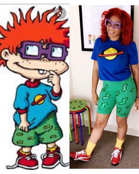 Chuckie Finster Rugrats Costume for female Chuckie Finster Costume Female, Chuckie Rugrats Costume For Women, Rugrats Costume Ideas, Susie Rugrats Costume, Chuckie Rugrats Costume, Chuckie Finster Costume, Nickelodeon Characters Costumes, Chucky Rugrats Costume, Angelica Rugrats Costume