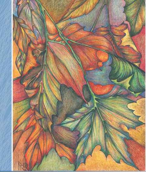 Leaf Drawing Pencil Secret Garden Coloring Book Finished, Bodhi Tree Art, Colored Pencil Art Projects, Dragon Flys, Leaf Collage, Autumn Leaf Color, Fall Drawings, Pencil Techniques, Fall Art Projects