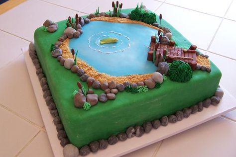 grooms cakes with a fishing theme | in fishing themed groom s cake in album groom s cakes: Fishing Cakes, Fisherman Cake, Lake Cake, Pond Cake, Fish Cake Birthday, Rodjendanske Torte, Camping Cakes, Grooms Cakes, S Cake