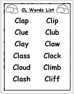 Cl Words Phonics, Cl Words Worksheet, Blending Words Kindergarten Worksheets, Cl Blends Worksheet, Cl Words, Blended Words, Consonants Blends, Phonic Reading, Consonant Blends Activities