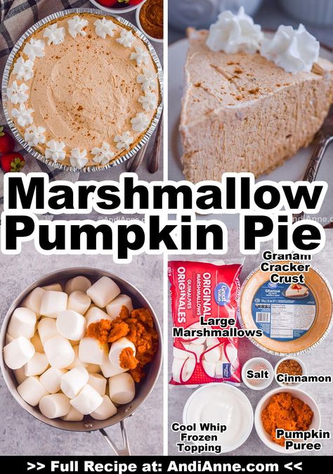 Pumpkin marshmallow pie is an easy no-bake recipe that needs only six ingredients. Melted marshmallows, pumpkin puree and pumpkin pie spice are combined with cool whip and poured into a graham cracker crust. The dessert is chilled for 8 hours before slicing. No Bake Fluffy Pumpkin Pie, Pumpkin Pie With Marshmallow Topping, Marshmallow Pumpkin Pie Recipe, Dr Pepper Pie, No Bake Marshmallow Pumpkin Pie, Best Christmas Pies, Pumpkin Pie In A Bag For Kids, Pumpkin Marshmallow Pie, Thanksgiving Recipes Pie