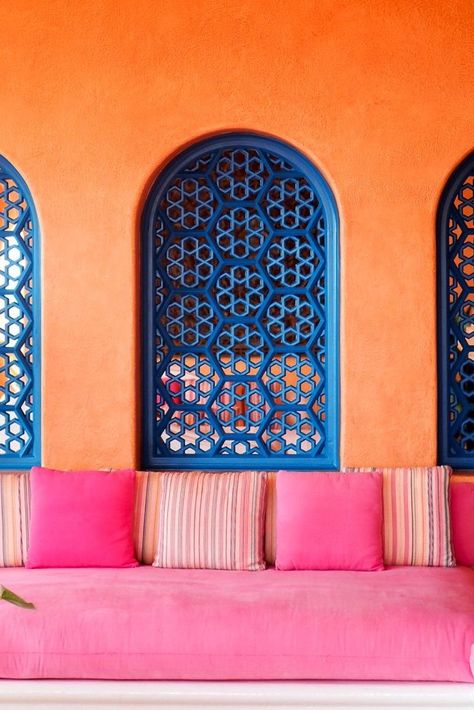 Colourful Moroccan Decor, Moroccan Palette, Moroccan Mood Board Design, Moroccan Astethic, Moroccan Mural, Spanish Mediterranean Color Palette, Contrasting Colors Palette, Colourful Mediterranean Interior, Arabic Color Palette