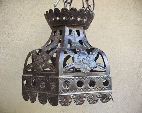 Mexican Chandelier, Small Entry Way, Punched Tin, Southwestern Decor, Small Entry, New Mexican, Southwestern Decorating, Entry Way, Vintage Mexican