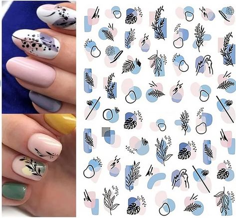 Summer Nails Stickers, Nails With Stickers Decals, Water Sticker Nail Art, Nail Art Stickers Decals Design, Nail Design With Stickers, Gel Nails With Stickers, Cute Nail Stickers, Nails With Flower Stickers, Nail Art With Stickers