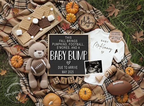 Celebrate your exciting news in the sweetest way with this Teddy Bear Fall themed digital pregnancy announcement! This adorable design features a cuddly teddy bear ready for fall, perfect for sharing your special announcement with friends and family. Personalize with your due date and details to create a memorable keepsake that will warm hearts and bring smiles. Share the joy of your growing family with this charming and whimsical announcement that captures the magic of this special time. This e Baby Announcement November 2024, Gender Reveal Ideas September, Pregnancy Announcement Fall Ideas, Baby Anouncment Ideas Fall, September Baby Announcement Ideas, May Due Date Announcement, Fall Themed Pregnancy Announcement, November Baby Announcement Ideas, Best Friend Baby Announcement