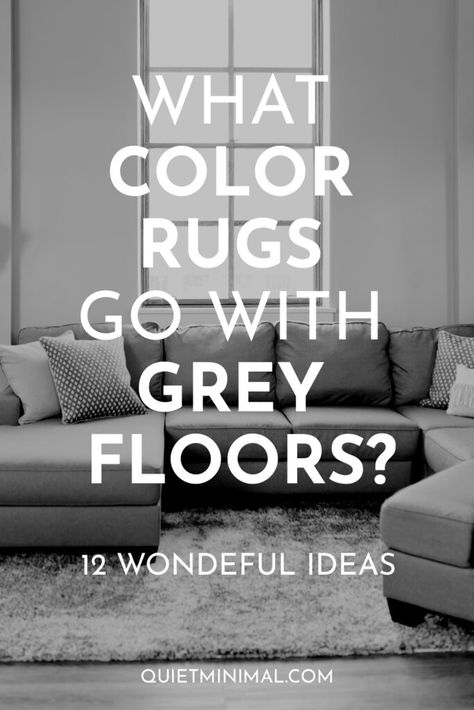 Rugs That Go With Light Grey Floors, Grey Floor With Rug, Rugs On Gray Tile Floor, Rug On Light Grey Floor, Rug On Gray Wood Floor, Grey Floor Rugs, Dark Grey Flooring Bedroom, Grey Bedroom Rugs, Light Gray Tile Floor Living Room