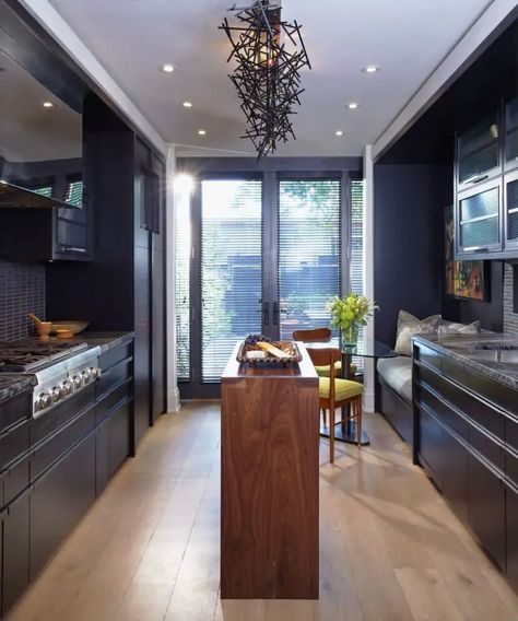 8 Narrow Kitchen Islands With Function to Spare Long Narrow Kitchen, Renovated Victorian, Narrow Kitchen Island, Small Kitchen Island Ideas, Interior Design Blogs, Modern Contemporary Kitchen, Townhouse Interior, Interior Dapur, Victorian Townhouse