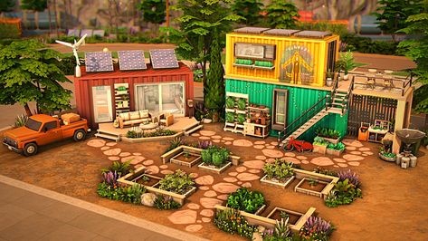 Sims 4 Container House, Sims 4 Eco House, Tiny Container House, Sims 4 House Building, Container Houses, Sims Building, Save File, Sims House Design, Eco Living