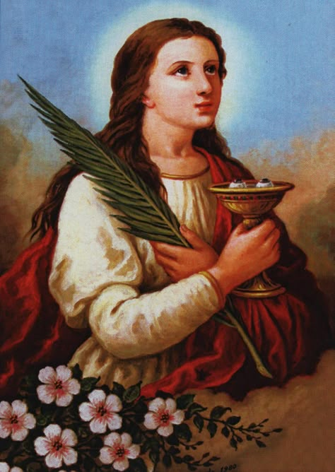 Sicilian virgin martyr. Painting by R. Stramondo (1980). Chapel of St. Lucy, mother church of Belpasso, Italy. Saint. Martyr Painting, Christian Quotes Art, St Lucy, Santa Filomena, Saint Agatha, Saint Philomena, Famous Saints, Saint Lucy, Assumption Of Mary