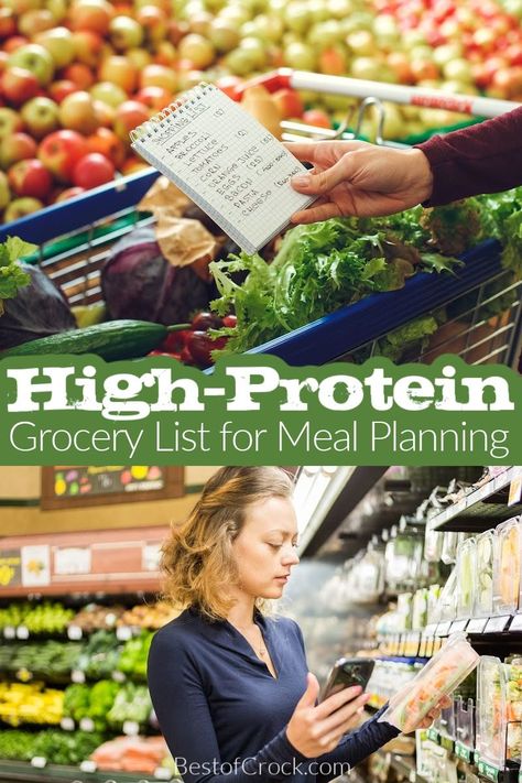 A high protein grocery list can help us stock up on healthy ingredients that help with meal planning recipes. High protein Shopping List | High protein Meat | High Protein Dairy | Best Grains for Protein | Best Groceries for Protein | High Protein Recipes | Healthy Eating Recipes | High Protein Crockpot Recipes | High Protein Instant Pot Recipes | Healthy Crockpot Recipes | Healthy Instant Pot Recipes #mealplanning #healthyeating High Protein Shopping List, Crockpot Recipes High Protein, Protein Shopping List, Protein Instant Pot Recipes, High Protein Instant Pot Recipes, Protein Crockpot Recipes, High Protein Grocery List, Protein Grocery List, High Protein Crockpot Recipes