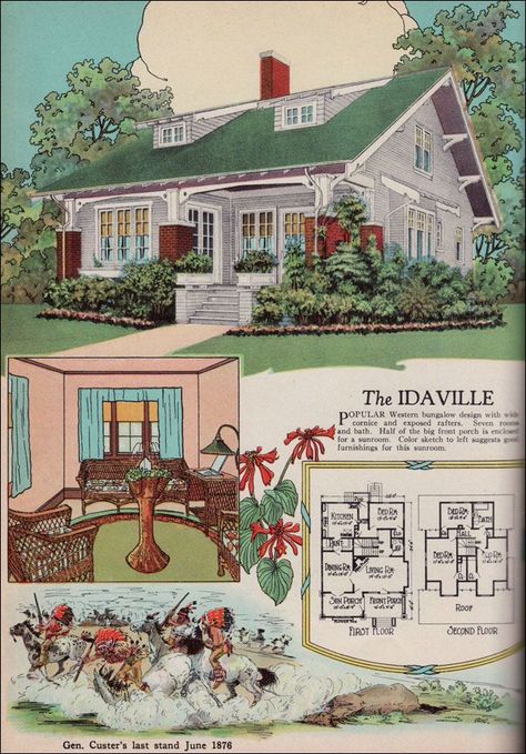 Vintage 1925 American Builder - Idaville - Popular Western bungalow design with wide cornice and exposed rafters. Description from pinterest.com. I searched for this on bing.com/images 1920 House, 1920s Craftsman, Big Front Porches, Vintage Floor Plans, Craftsman Style Bungalow, Exposed Rafters, Craftsman Bungalow, Plans Architecture, Craftsman Exterior