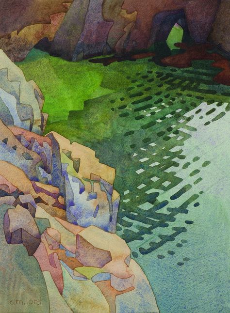 Linocut Water, Watercolour Rocks, Carolyn Lord, Watercolour Landscape, Watercolor Workshop, Watercolour Inspiration, Art Aquarelle, 수채화 그림, Watercolor Landscape Paintings