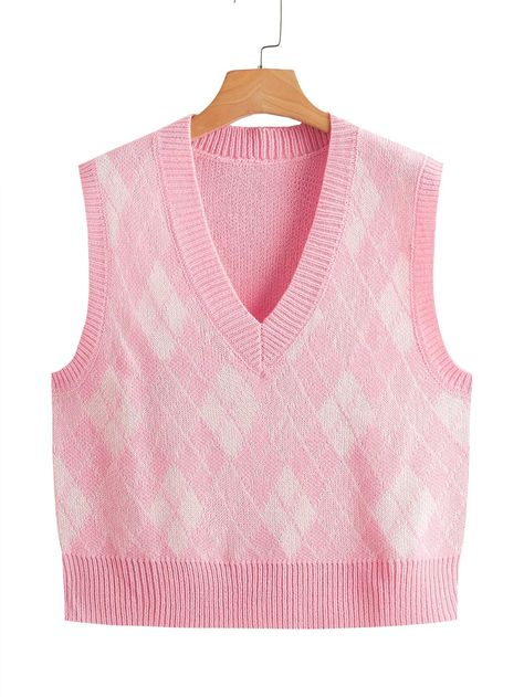 Pink Argyle Sweater Vest, Light Pink Vest, Pink Sweater Vest, Pattern Sweater Vest, Argyle Vest, Pink Heart Pattern, Pink Vest, Sweater Vests, Argyle Pattern