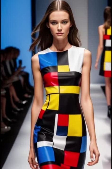 Check out this fabulous dress with a Mondrian-inspired pattern that's all about clean lines and bold colors. It's the kind of piece that turns heads and starts conversations. Perfect for making a statement wherever you go. Full Collection on Youtube (Link in Bio) #fashion #fashionblogger #fashionista #style #styleblogger #outfit #outfitinspiration #outfitoftheday Mondrian Dress, Textiles Sketchbook, Bio Fashion, Fashionista Style, Piet Mondrian, Youtube Link, Alt Fashion, Iconic Style, Floral Fashion