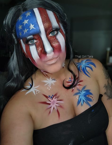 4th of July Body Paint Fourth Of July Body Paintings, Usa Face Paint, 4th Of July Face Paint, July Face Paint, Game Themes, Paint Ideas, Usa Flag, Body Painting, Halloween Makeup