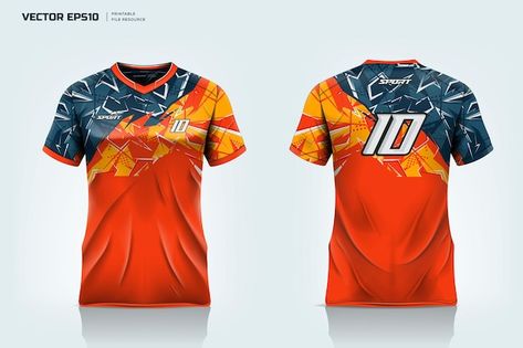 Vector t-shirt mockup sport shirt templ... | Premium Vector #Freepik #vector #racing-jersey #basketball-jersey #basketball-uniform #sublimation Abstract T Shirt Design, Team Jersey Design, Rugby Kit, Sublimation Jersey, Racing Jersey, Surf Logo, Basketball T Shirt Designs, Sports Tshirt Designs, Grunge Design