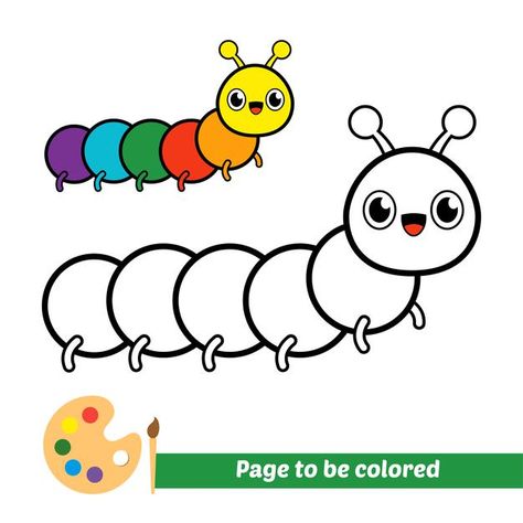 Coloring book for kids colorful caterpil... | Premium Vector #Freepik #vector #background #book #design #kids Coloring Easy Drawings, Color Sheets For Preschool, Printable Art For Kids, All About Colors Preschool, Coloring Activities For Preschoolers, Coloring For Preschool, Coloring Books For Kids Free Printable, For Kids Drawing, Creativity Activities For Kids