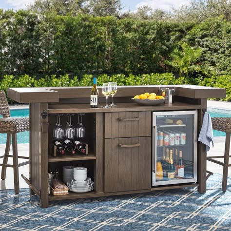 Member's Mark Halstead 5-Piece Outdoor Bar - Sam's Club Portable Bar Ideas, Outdoor Pool House, Dock Bar, Outdoor Bar And Grill, Patio Bars, Backyard Goals, Deck Bar, Outdoor Grill Station, Mark 5