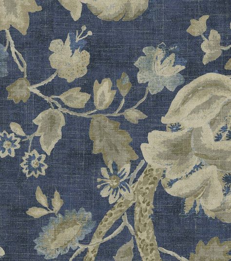 Transform Your Home with Waverly Adalet Indigo Jacobean Floral Upholstery Fabric Bring a touch of rustic sophistication to your home decor with Waverly Adalet Indigo Jacobean Floral Upholstery Fabric The loose hand - drawn Jacobean florals, lightly distressed with comfortably washed hues, create a seamless blend of elegance and charm The subtle botanical forms host a resting avian visitor content to perch blissfully amidst the winding vines, adding a touch of nature to your favorite room This multi - purpose floral fabric is perfect for creating draperies, upholstery, throw pillows, table top products, small cushion covers, or any other decorating project The 80% cotton and 20% linen blend ensures durability and longevity, making it a great investment for your home decor needs Product Deta Fabric Moodboard, Jacobean Floral, Floral Upholstery Fabric, Coral Fabric, Colonial Design, Waverly Fabric, Floral Upholstery, Bedroom Bedding, Indigo Fabric