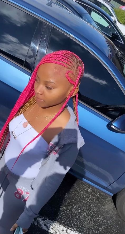 Braids For Black Kids, Braids Inspiration, Pink And Black Hair, Lemonade Braids Hairstyles, Lemonade Braids, Braid Inspiration, Feed In Braids Hairstyles, Quick Weave Hairstyles, Cute Braided Hairstyles