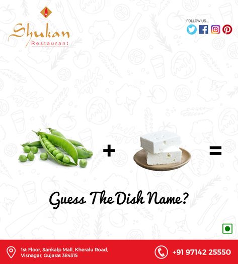 Guess The Dish Name?  #Shukan #Restaurant #Visnagar Guess The Product Creative Ads, Guess The Product, Jewelry Packaging Diy, New Year Post, 26 January, Packaging Diy, Food Advertising, Dairy Products, Game Food