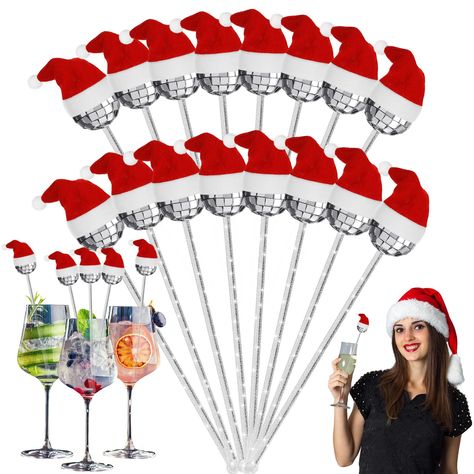 PRICES MAY VARY. Sufficient Quantity: you will receive 48 pieces of Christmas disco balls cocktail stirrers (about 23 cm/ 9 inch long), enough to meet your daily needs for mixed drinks; Disco balls and lovely Christmas hats will be dazzling and eye catching in the cup Novel Design: this disco ball cocktail swizzle stick is carefully crafted by hand; The Christmas hat, disco ball and swizzle stick are firmly connected and will not fall off, so you can rest assured to use at parties; The floppy Ch Christmas Cocktail Party Decorations, Disco Christmas Party, Disco Ball Cocktail, Disco Ball Christmas, Christmas Disco, Disco Christmas, Mirror Disco Ball, Christmas Mirror, Cocktail Party Decor