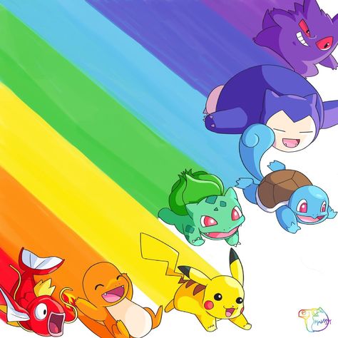 Pokemon Poster, Pokemon Pocket, Happy Pride Month, One Piece Wallpaper Iphone, Pokemon Party, Lgbt Art, Cute Pokemon Wallpaper, Happy Pride, All Pokemon