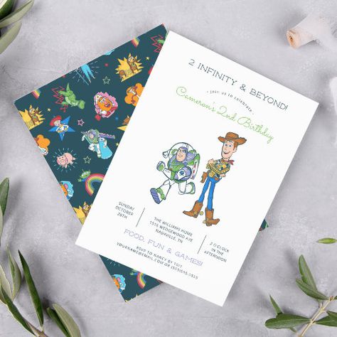 Buzz And Woody, Woody Birthday, Buzz Lightyear Birthday, Toy Story Invitations, Toy Story Movie, Twins Baby Shower Invitations, 2nd Birthday Party Themes, Toy Story Birthday Party, 2nd Birthday Invitations