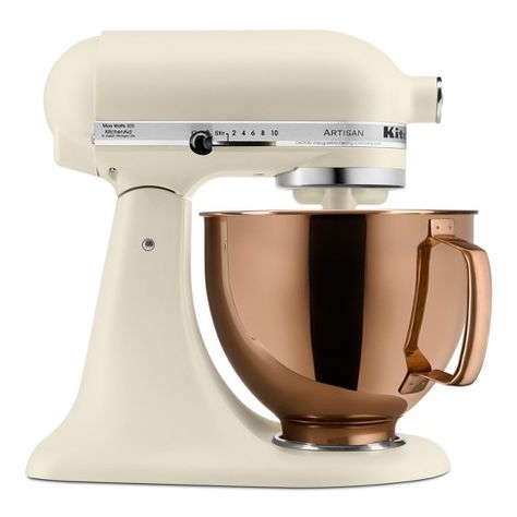 KitchenAid 5qt 10-Speed Stand Mixer with Copper Bowl Fresh Linen - Hearth & Hand™ with Magnolia Magnolia Kitchenaid Mixer, Kitchen Appliances Aesthetic, Stuff For House, Pink Kitchenaid Mixer, Kitchenaid Kettle, Cute Kitchenware, Cream Colored Kitchens, Copper Kitchen Accessories, Kitchenaid Artisan