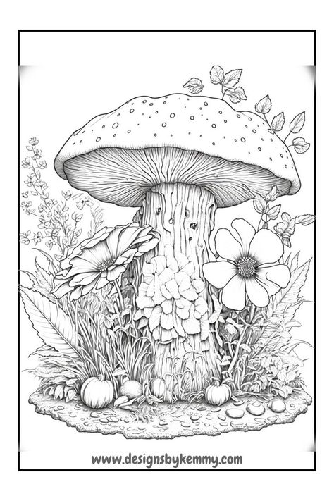 Printable Mushrooms Coloring Pages | Printable Mushrooms Adult Coloring Page Mushroom Coloring Pages, Mushroom Coloring, Forest Coloring Pages, Adult Colouring Printables, Rainbow Canvas, Grayscale Coloring Books, Dinosaur Coloring Pages, Easter Coloring Pages, Dinosaur Coloring