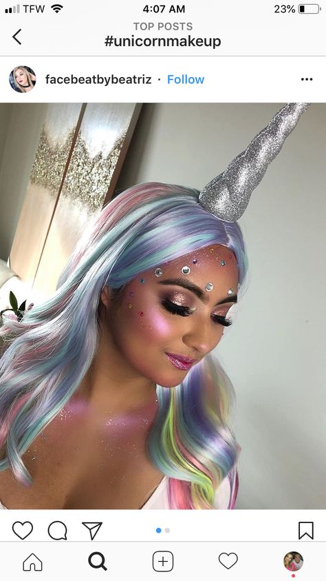 Unicorn Halloween Makeup, Unicorn Makeup Halloween, Unicorn Makeup, Unicorn Halloween, Halloween Kids, Halloween Makeup, Halloween, Makeup, Hair