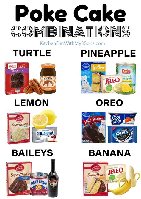 Cake Combinations, Easy Poke Cake Recipes, Best Poke Cake, Easy Poke Cake, Pineapple Poke Cake, Recipes Using Cake Mix, Pudding Poke Cake, Boxed Cake Mixes Recipes, Cake Mix Desserts