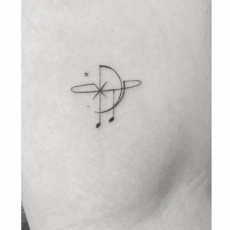 Music Note Moon Tattoo, Stars And Music Notes Tattoo, Star Music Tattoo, Music Rib Tattoo, Music And Moon Tattoo, Music Star Tattoo, Music And Stars Tattoo, Unique Music Note Tattoo, Music Infinity Tattoo