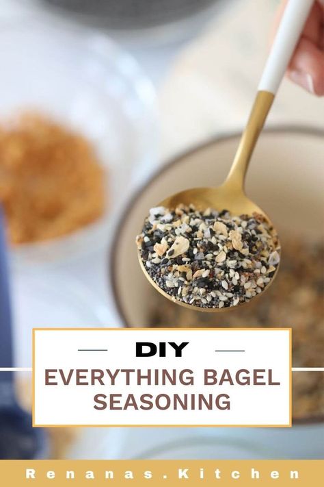 homemade everything bagel seasoning recipe, quick and easy. you control the flavor and quantity Bagel Seasoning Ideas, Everything Bagel Seasoning Recipes, Homemade Everything, Diy Everything, Everything But The Bagel Seasoning, Everything But The Bagel, Everything Bagel Seasoning, Easy Recipes For Beginners, Bagel Seasoning