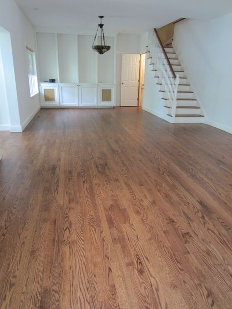 Oak Wood Floors Living Room, Red Oak Hardwood Floors Stains, Oak Hardwood Floors Colors, Oak Floor Living Room, Red Oak Wood Floors, Hardwood Floor Stain Colors, Oak Floor Stains, Floor Stain Colors, Early American Stain