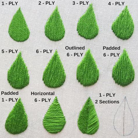 Embroidery Statin Stitch, Hand Embroidery Leaves, How To Embroider Flowers, Embroidering Patterns, How To Embroider By Hand, Machine Embroidery Stitches, Foliage Embroidery, Haft Vintage, Embroidery Leaves