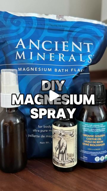 Dad's Organic Market on Instagram: "DIY Magnesium Spray 😍⁠ ⁠ For muscle relaxation, for deodorizing your pits, for a nice room spray if you want... this easy recipe is quick to make and enjoyable to use!⁠ ⁠ To a small mason jar, add:⁠ 1/2 cup magnesium flakes⁠ 1/2 cup distilled water⁠ (shake until dissolved)⁠ ⁠ Then add:⁠ 1/2 tsp castor oil⁠ 6-10 drops essential oil of choice (we LOVE Thieves)⁠ (shake until dissolved)⁠ ⁠ Funnel into a glass spray bottle (we carry everything you see in this video btw!) and ENJOY!⁠ ⁠ #diymagnesiumspray #magnesiumspray #relaxationspray #magnesium #diymagnesiumdeoderant⁠ ⁠ @ancient.minerals" Magnesium Brine Diy, Diy Magnesium Spray From Flakes, Magnesium Spray Deodorant, Diy Magnesium Oil Spray, How To Make Magnesium Spray, Magnesium Oil Spray Recipe, Homemade Magnesium Spray, Magnesium Spray Recipe, Magnesium Spray Diy