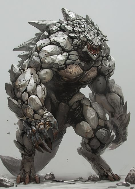 My Images Beast Design Concept Art, Kaiju Art Character Design, Monster Design Humanoid, Sci Fi Creatures, Dnd Demons, Rock Creature, Stone Monster, Evolve Monster, Alien Monsters