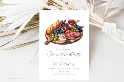 Charcuterie Night, Cocktail Party Invite, Charcuterie Party, Cocktail Party Invitation, Wine And Cheese Party, Party Template, Cheese Party, Heart Party, Wine And Cheese