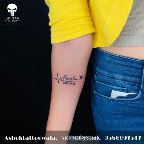 TashanTattoo
AshokTattooWala
S.20. Tirupati plaza
Opp. New bus stand
Near gd modi collage
Palanpur (gujrat)
9586697547
9687533310 Date And Name Tattoo Ideas, Name With Date Tattoo, Name Date Tattoo Ideas, Harsh Name Tattoo, Name Tattoo Design, Couple Tattoos Unique, Date Tattoos, Hand Tattoos For Girls, Tattoos Unique