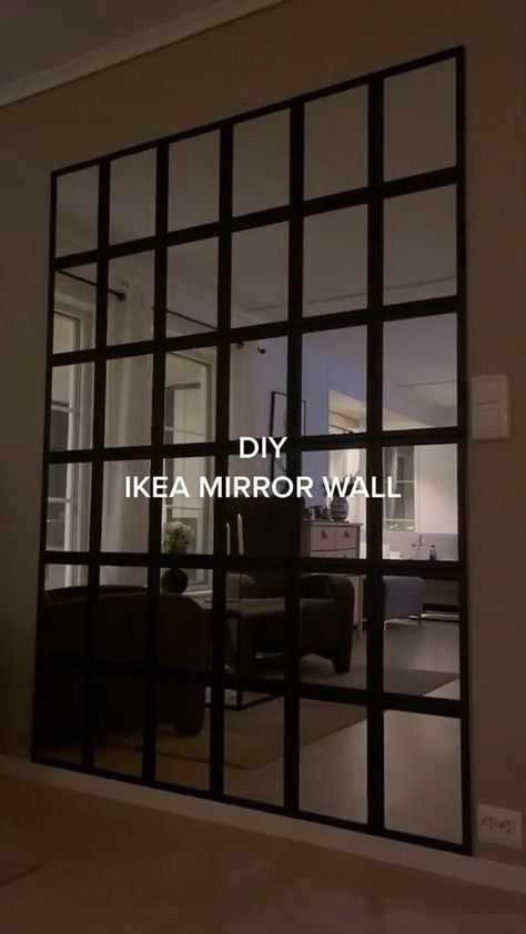 Ikea Mirror Wall, Diy Mirror Wall Decor, Diy Mirror Wall, Mirror Decor Living Room, Ikea Mirror, Diy Ikea, التصميم الخارجي للمنزل, Home Entrance Decor, Diy Home Furniture