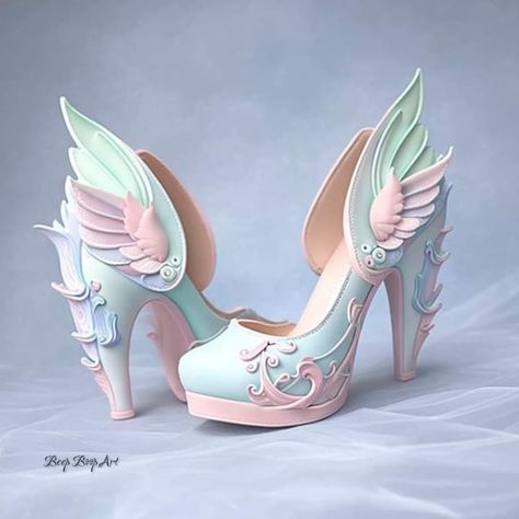 🧚‍♀️👠🧚‍♂️Ｆａｉｒｙ　Ｗｉｎｇ　Ｓｈｏｅ　 Ｃｏｌｌｅｃｔｉｏｎ　ィ虞がヾ🧚‍♀️👠🧚‍♂️ Fairy Wings Outfit, Shoes With Wings, Fairy Shoe, Angel Shoes, Wings Shoes, Armani Store, Fairy Shoes, Dr Shoes, Kawaii Shoes